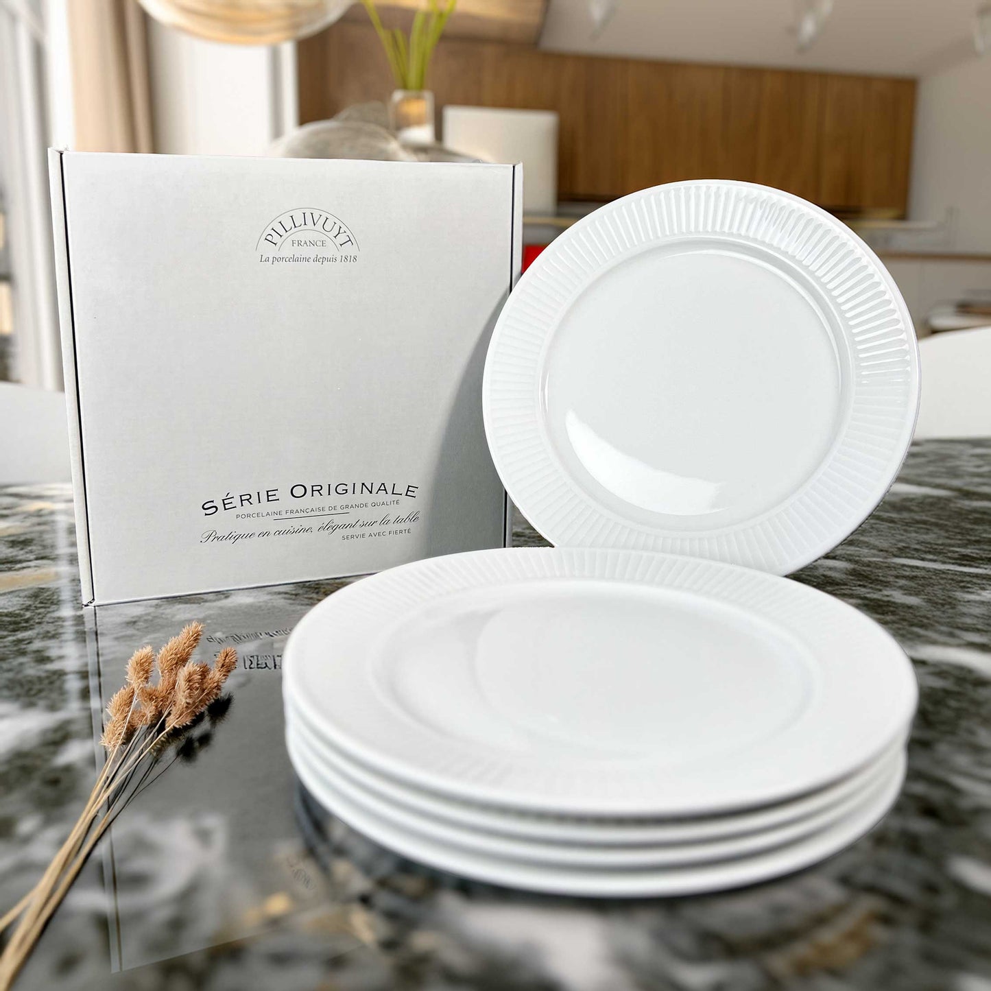 Coffret de 4 assiettes plates Plissé *
